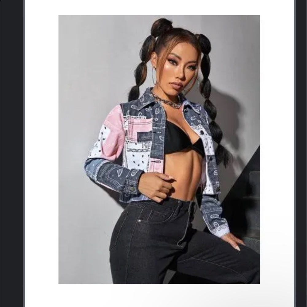 Cropped color block jacket